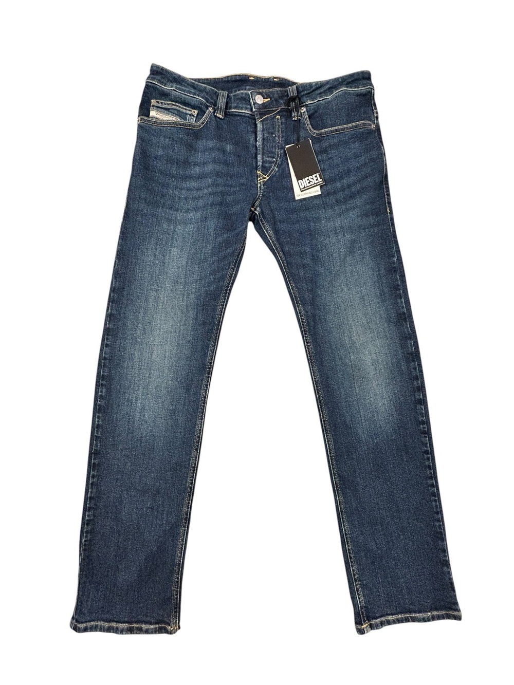Diesel Industry Safado Straight‎ Men’s Washed Blue Jeans NWT 33/32 Button Fly